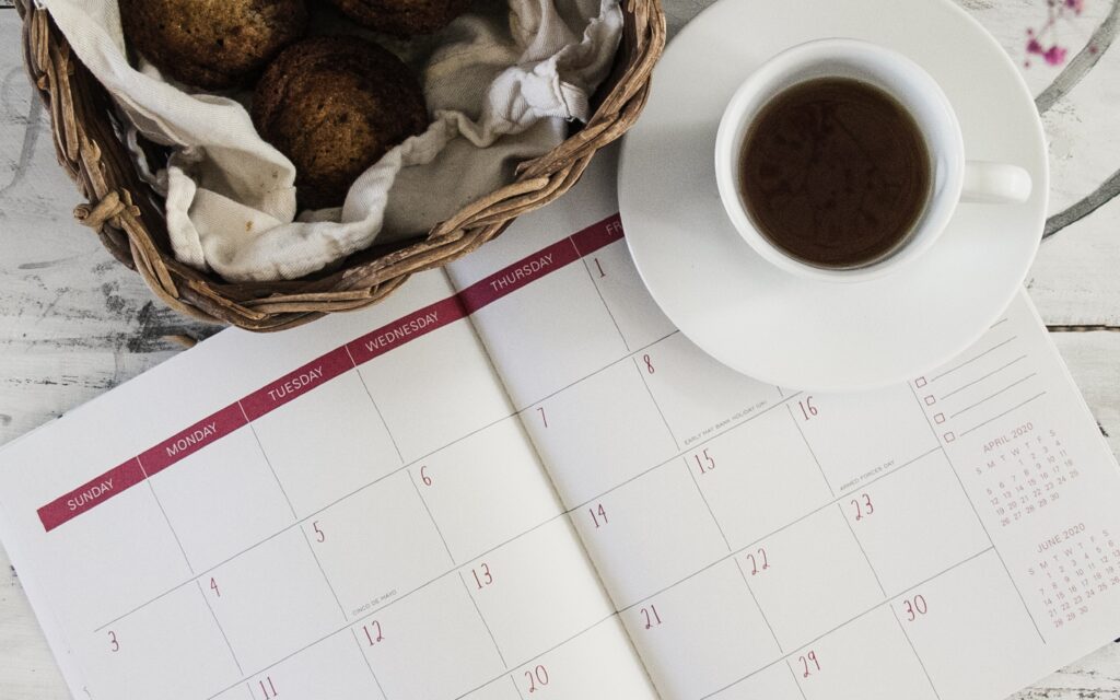 Simple Living Calendar with Coffee and Basket