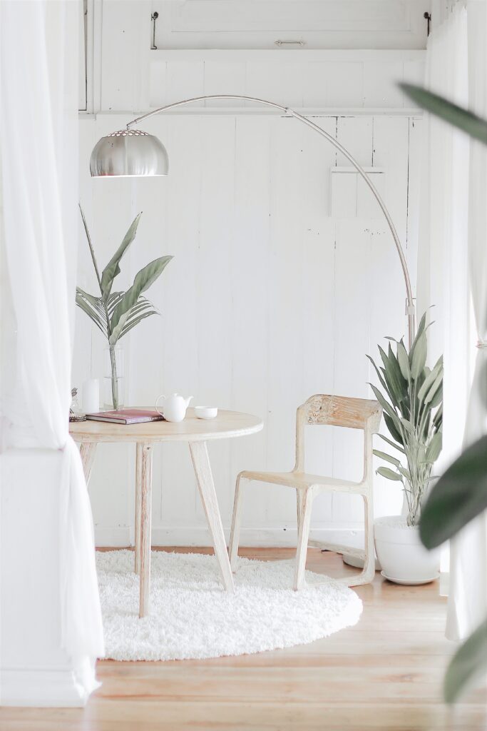 Simple Studio Setup with Table and Greenery