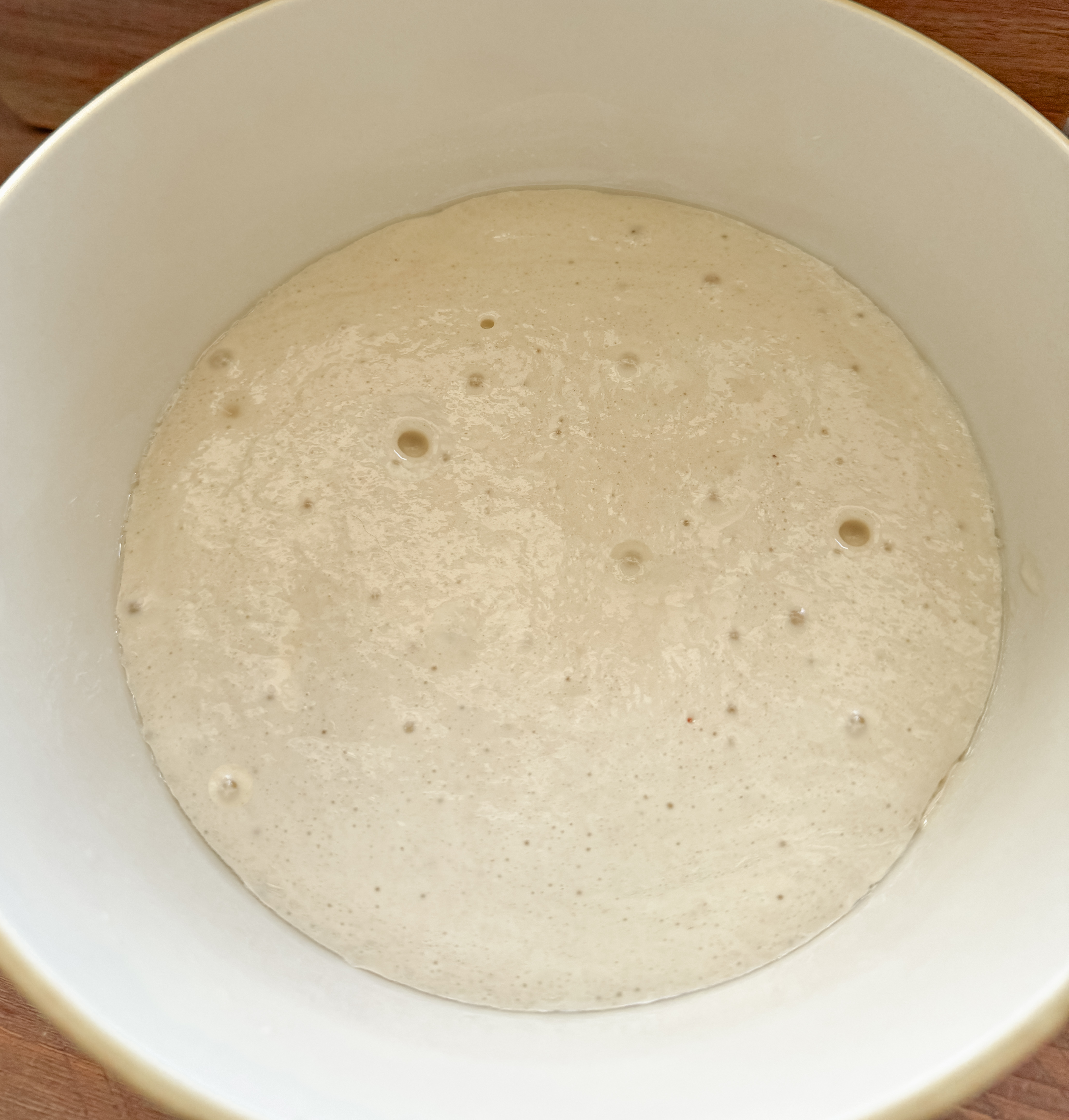 bowl of mixed ingredients to make pancake batter